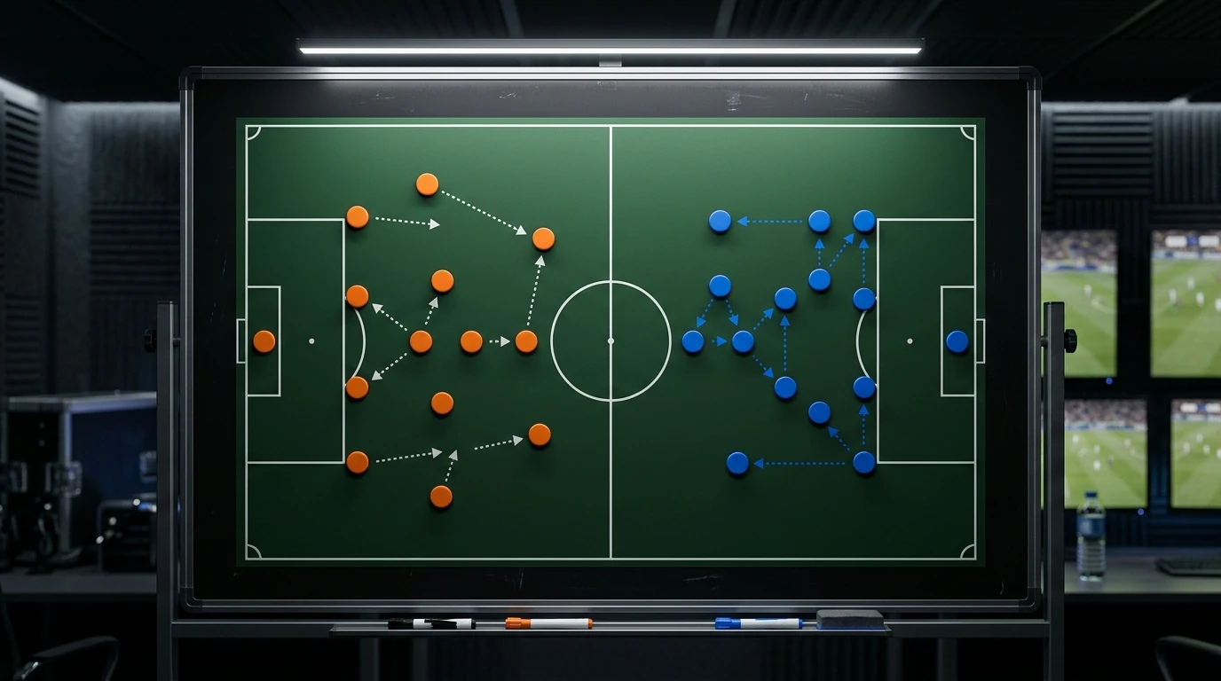 Tactical board comparing two football team formations before a knockout match