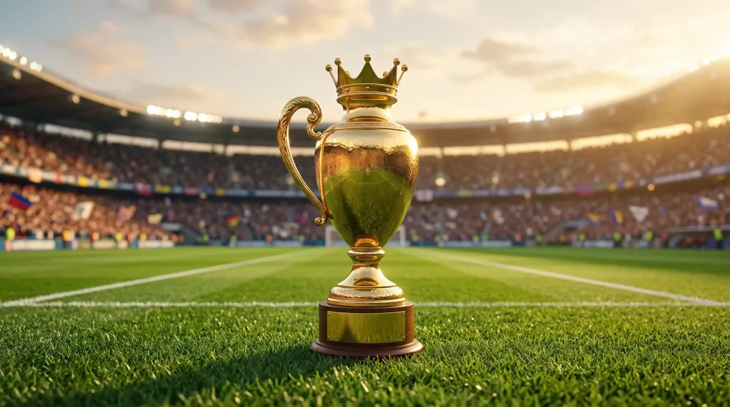 World Cup 2026 trophy with betting odds display showing favourite nations