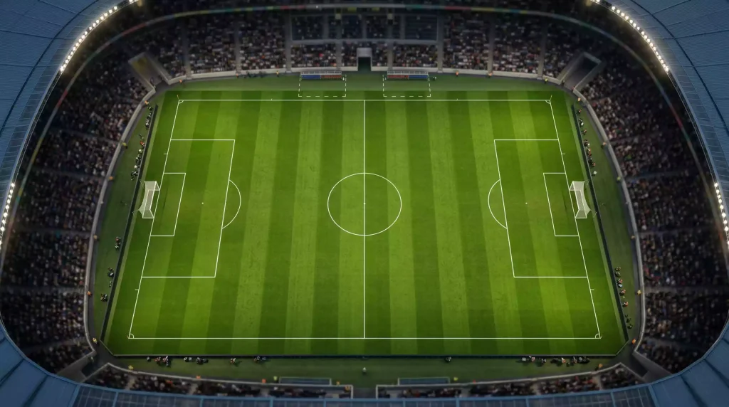 Overhead view of twelve group stage pods arranged in a grid representing the 2026 FIFA World Cup draw