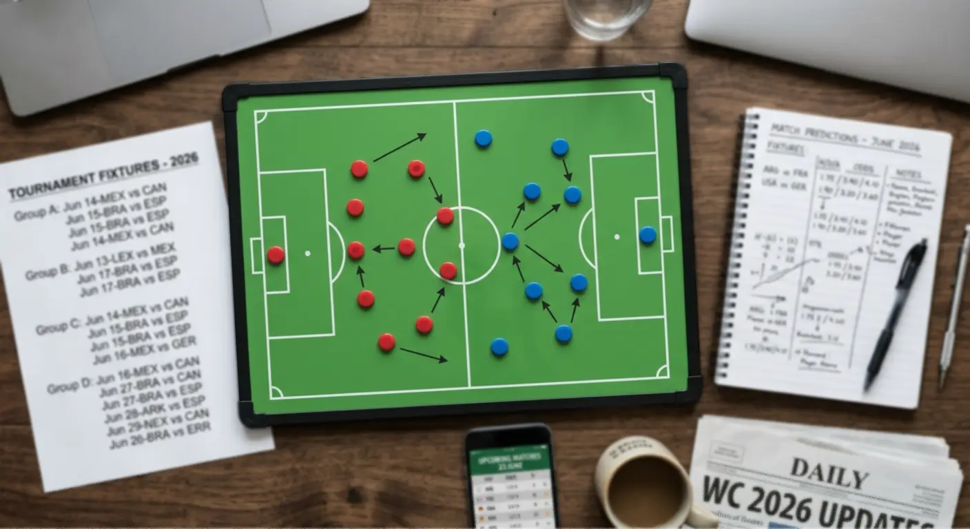 Tactical board with football fixtures and odds laid out for a matchday